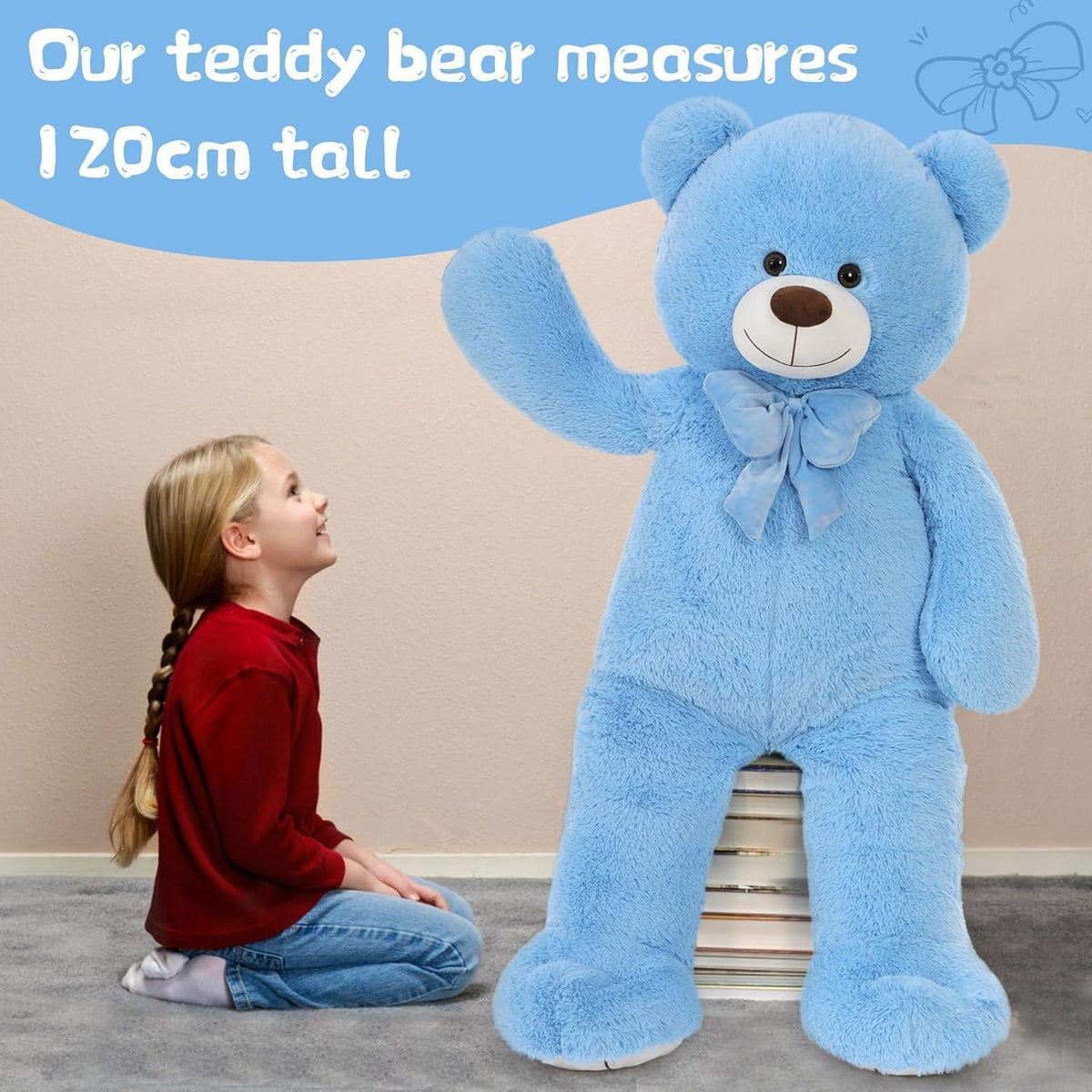Riesiger 120cm Teddybär – Kuscheltier XXL für Geburtstag & Valentinstag