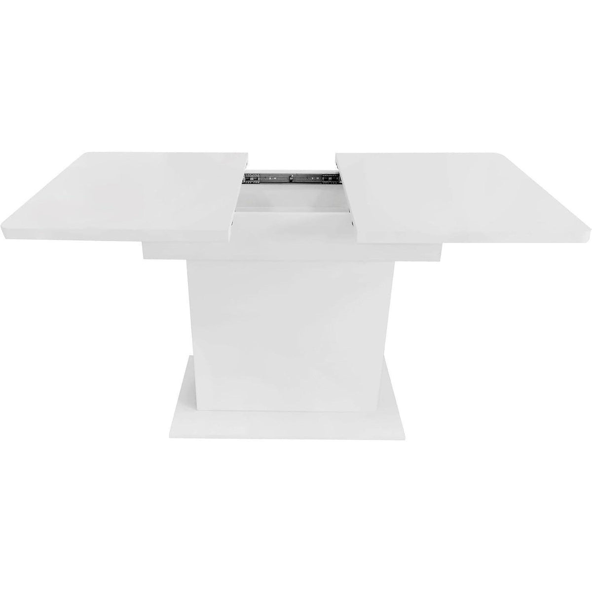 Ausziehbarer Esstisch mit Ablage – Weiß, 110-130 x 70 cm