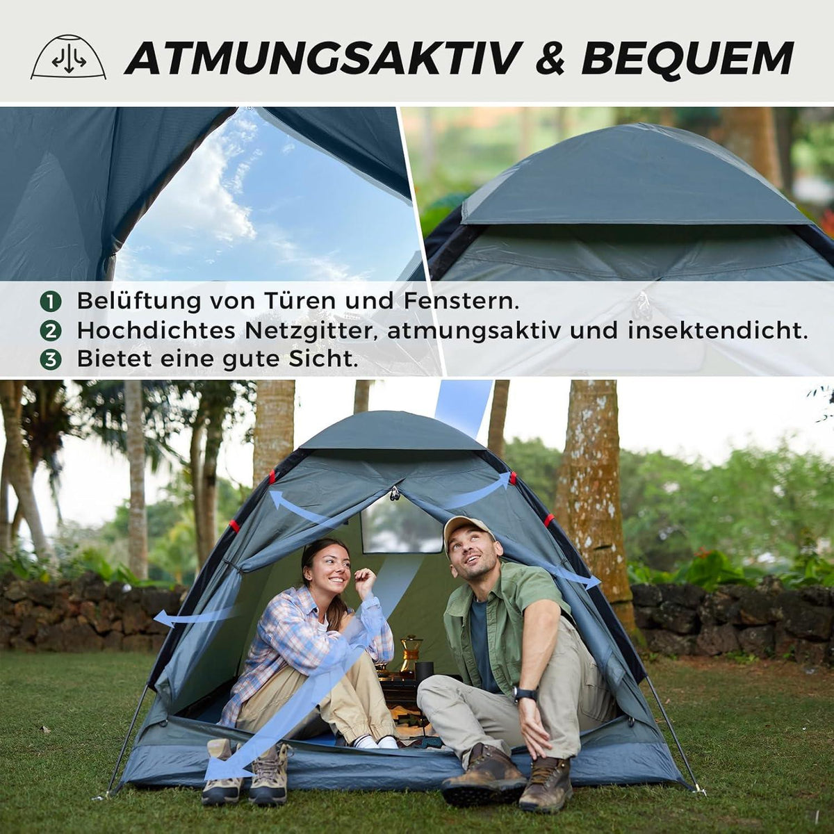 Ultraleichtes Camping Zelt 2 Personen Wasserdicht Kompakt Trekking Outdoor