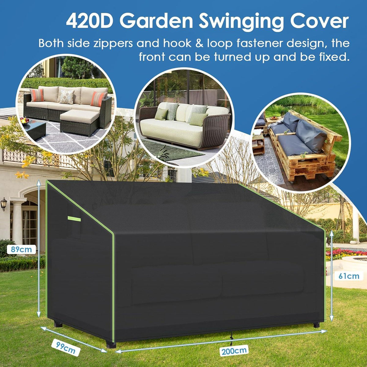 Palettenmöbel Abdeckung Outdoor 200x99x89cm Wasserdicht 420D