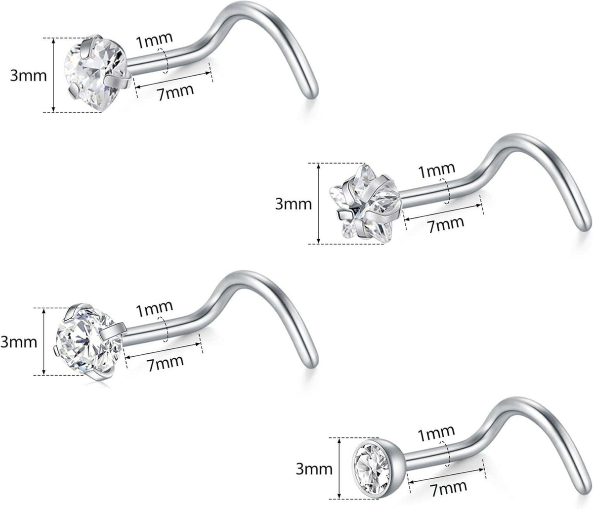 Nasenpiercing Set: 8 Stück 20G 18G Chirurgenstahl Nasenringe