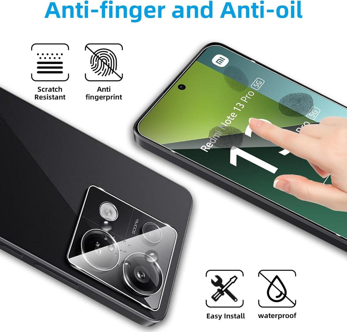 Panzerfolie für Xiaomi Redmi Note 13 Pro 5G, Antiblau-Licht, Kratzfest
