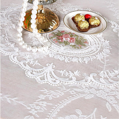 Vintage Spitze Tischdecke Blumenstickerei 150x150cm
