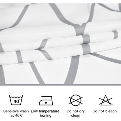 Duschvorhang Grau Gestreift 180x200cm Wasserdicht Textil mit Ösen