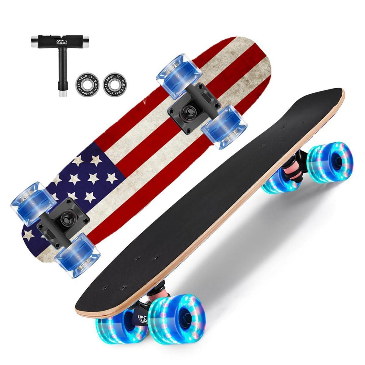 Blinkendes Skateboard für Anfänger – 9-lagig, 31 Zoll