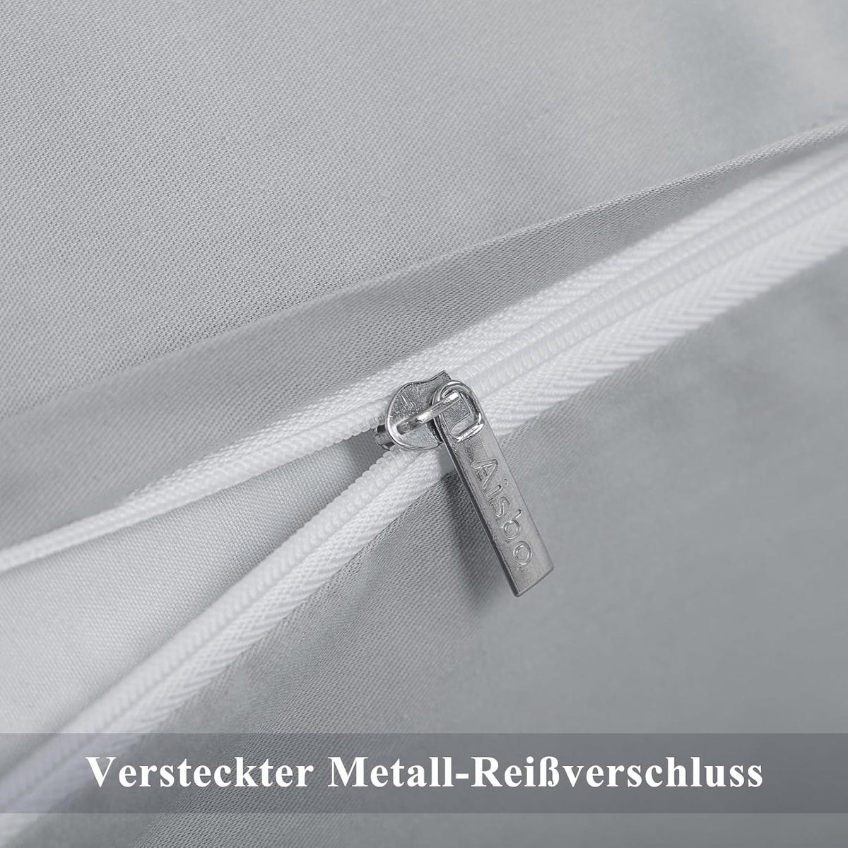 Kissenbezug 80x80 Grau Baumwolle Weich Reißverschluss 2er Set