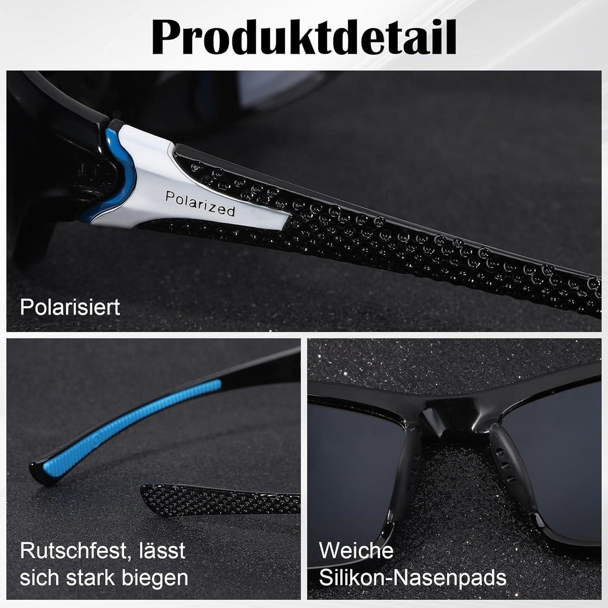 3 Paar Sport Sonnenbrillen Herren Damen UV400 Polarisierte Radfahren Angeln