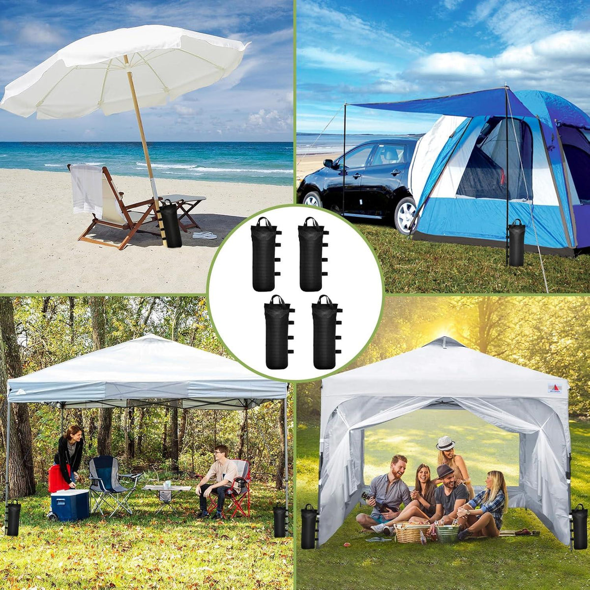 4er Set Pavillon Gewichte 800D Oxford Sandsäcke Beschwerung Outdoor