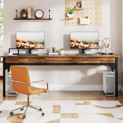 Doppelter Schreibtisch 200cm | Rustikaler Bürotisch für Home Office