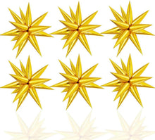 6er Set Silvester Deko Luftballons Gold 22 Zoll Stern Folienballons