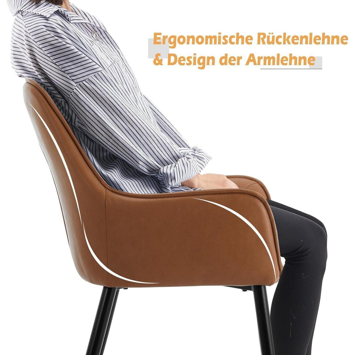 6 Esszimmerstühle Braun, Komfort & Stil in Lederoptik