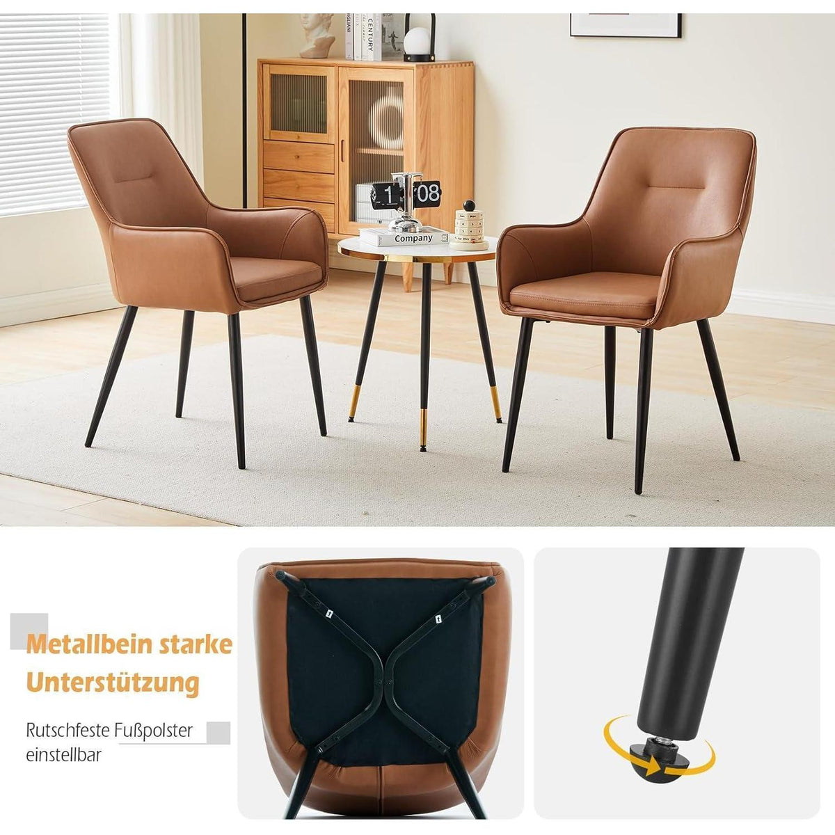 6 Esszimmerstühle Braun, Komfort & Stil in Lederoptik
