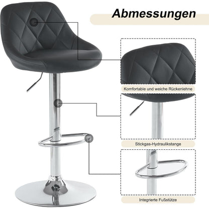 LEADZM Barhocker 2er Set, höhenverstellbar & drehbar, Schwarz