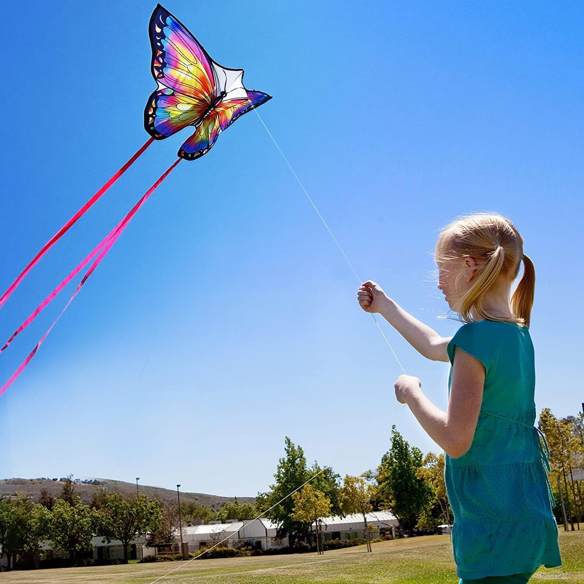 Butterfly Kite für Kinder und Erwachsene 120x95cm Pink