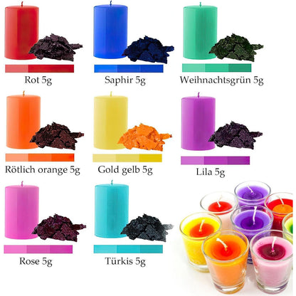 Kerzenwachs Farbe 8er Set für Sojawachs & Bienenwachs