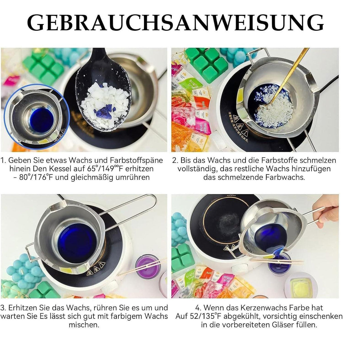 Kerzenwachs Farbe 8er Set für Sojawachs & Bienenwachs
