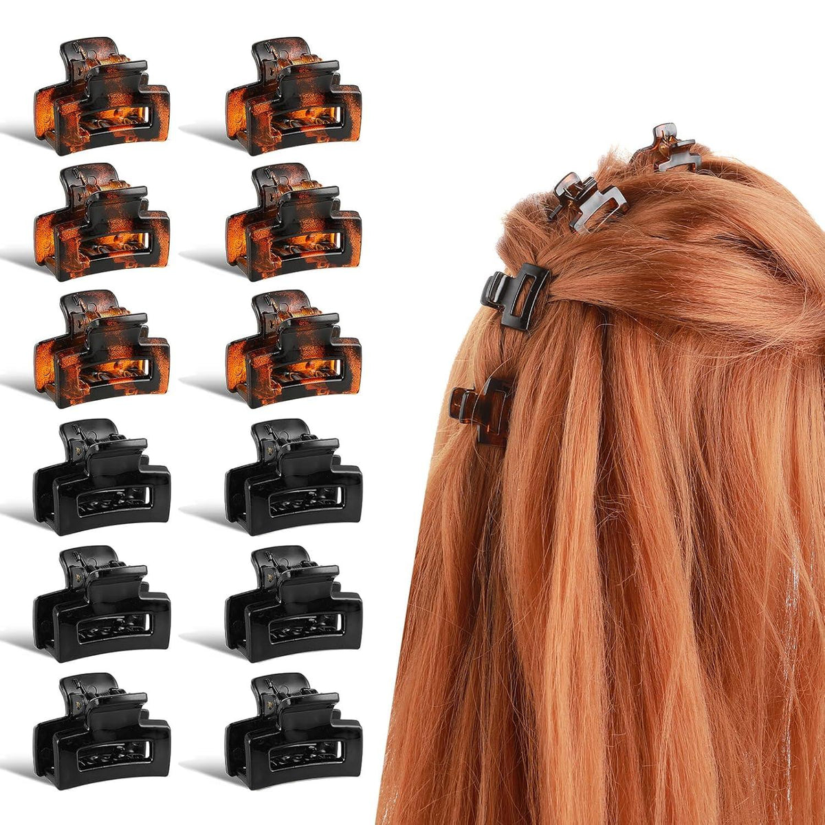 12er Pack bunte Mini-Haarklammern für Frauen & Mädchen