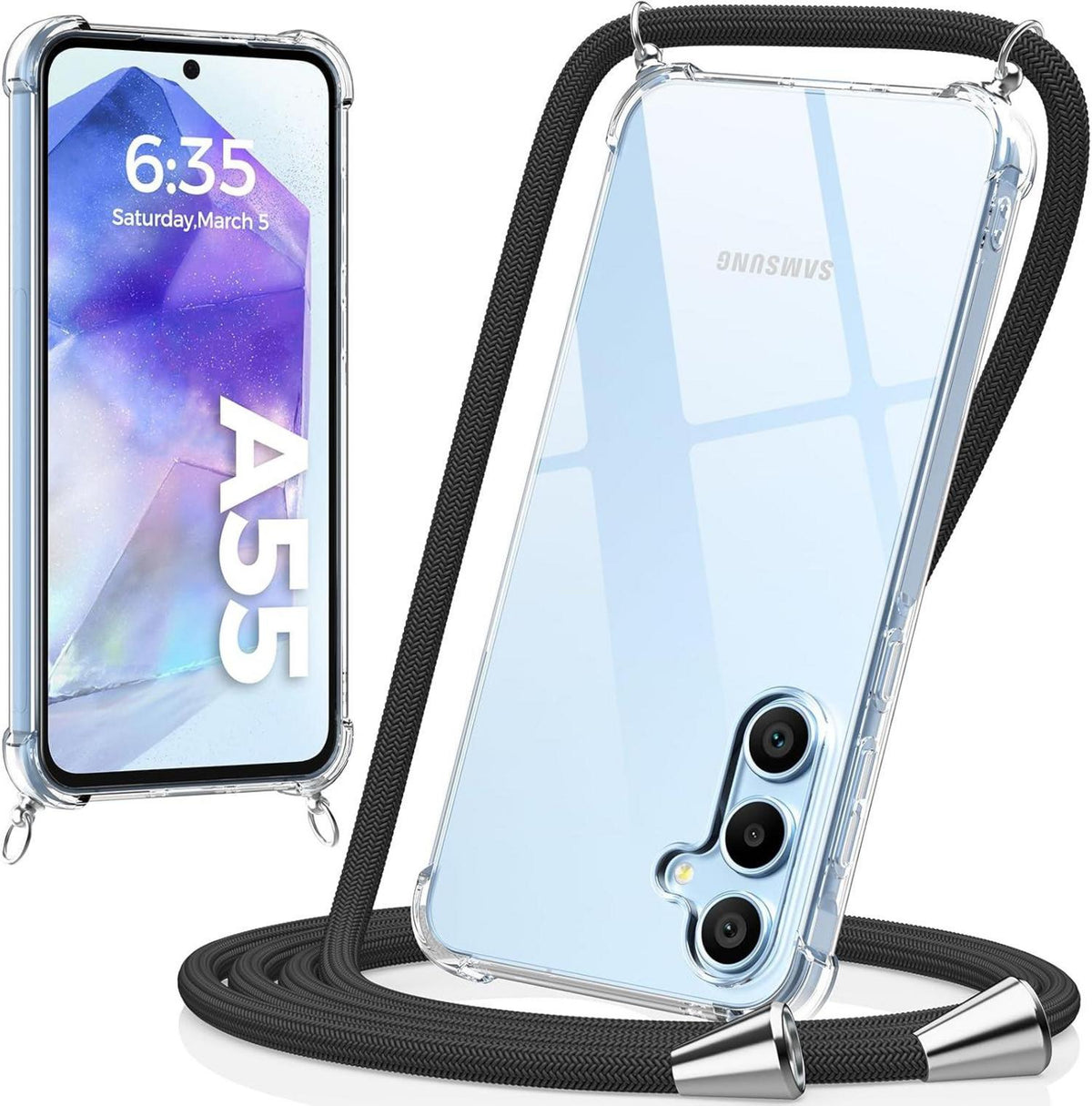 Handykette Samsung Galaxy A55 5G Hülle schwarz Necklace Stoßfest