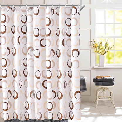 Duschvorhang Kamelfarbe Kreis 220x200cm Textil Wasserabweisend