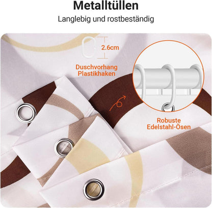 Duschvorhang Kamelfarbe Kreis 220x200cm Antischimmel Wasserabweisend Polyester