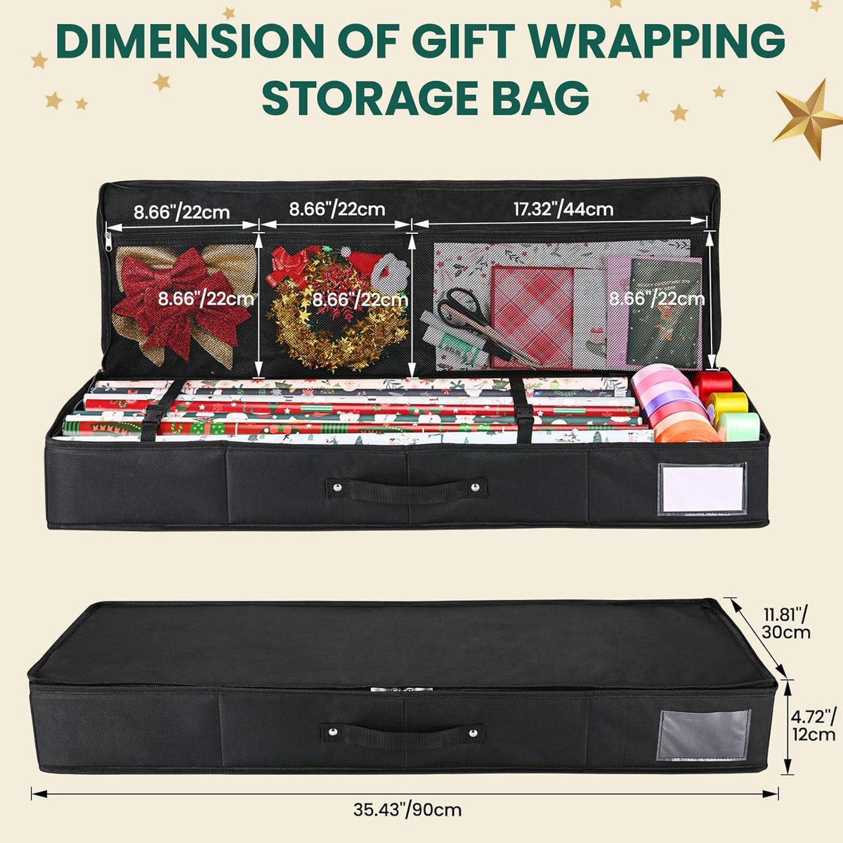 Geschenkpapier Aufbewahrung Organizer 600D Oxford-Gewebe Reißfest 90x30x12cm