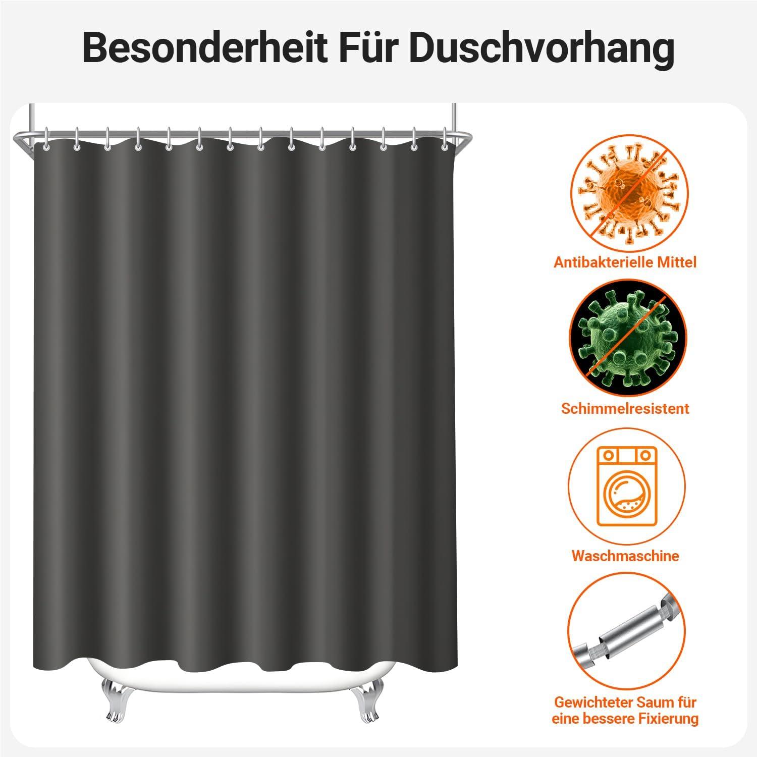 Lerores Duschvorhang Dunkelgrau 180x180cm