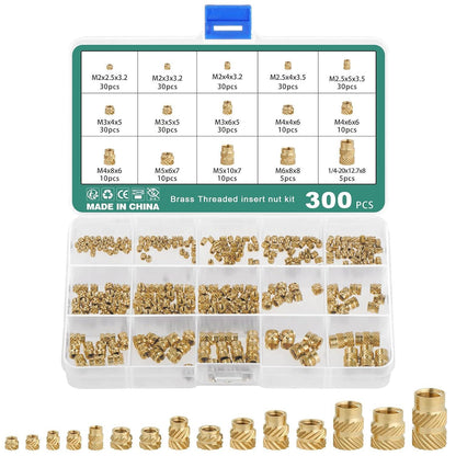 300x Messing Gewindeeinsätze für 3D Druck, M2-M6 Rändelmuttern