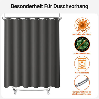 Duschvorhang Dunkelgrau 180x200cm Wasserdicht Antischimmel Widerstandsfähiges