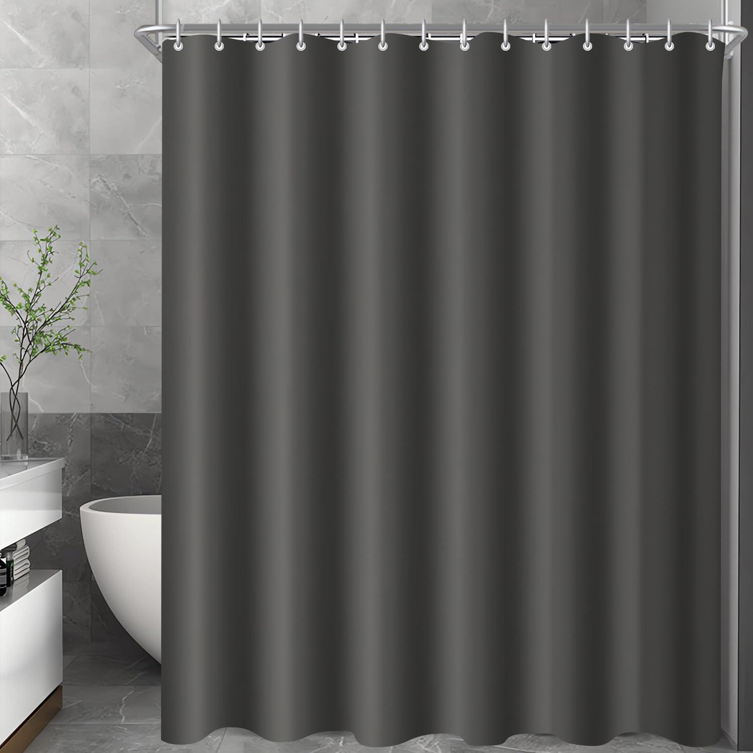 Duschvorhang Dunkelgrau 180x200cm Wasserabweisend waschbar beschwerter Saum 12 Ringe