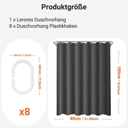 Duschvorhang Dunkelgrau 120x200cm Beschwert Saum Textil