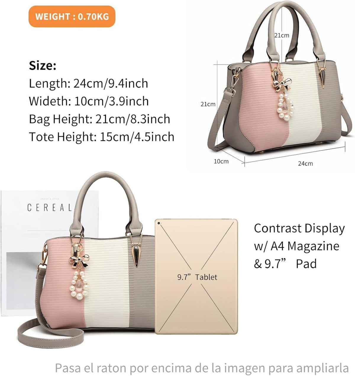 Handtasche Damen Mittelgroß Farbblock Schultertasche
