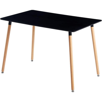 Rechteckiges Esszimmer-Set mit Tisch und 4 Stühlen – Schwarz/Weiß