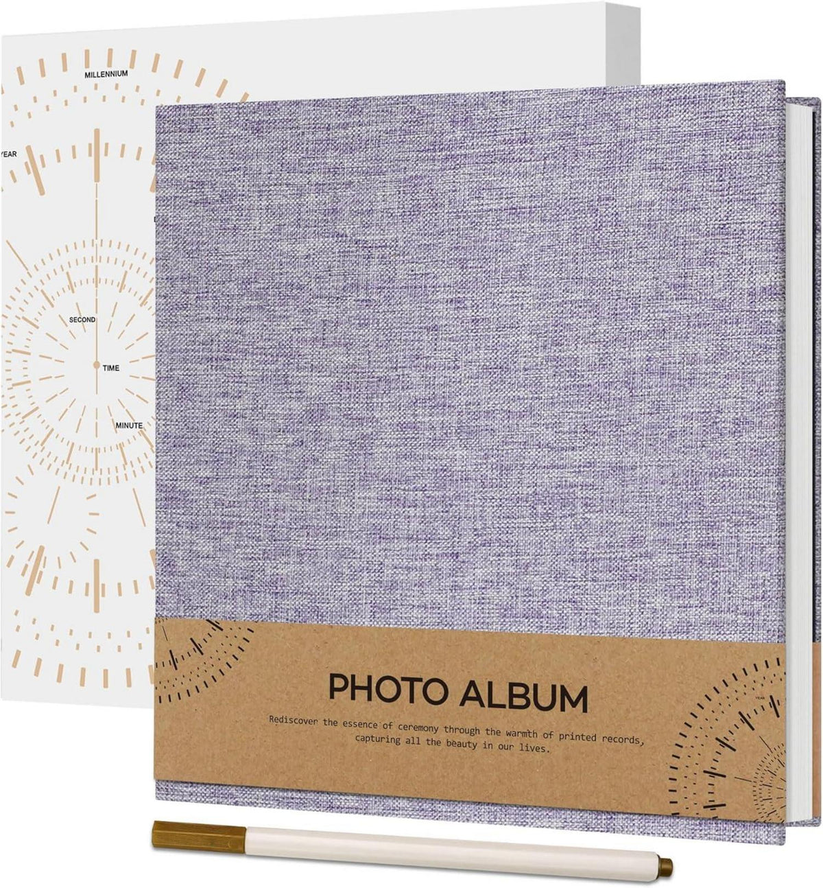 Selbstklebendes Fotoalbum 10x15 Leinen Hochzeit 40 Seiten Lila