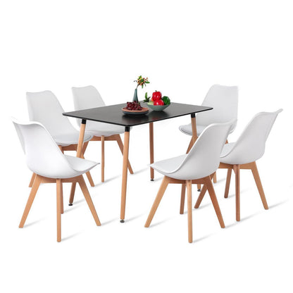 Rechteckiges Esszimmer-Set mit 6 Stühlen, Schwarz & Weiß