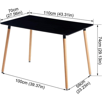 Rechteckiges Esszimmer-Set mit 6 Stühlen, Schwarz & Weiß