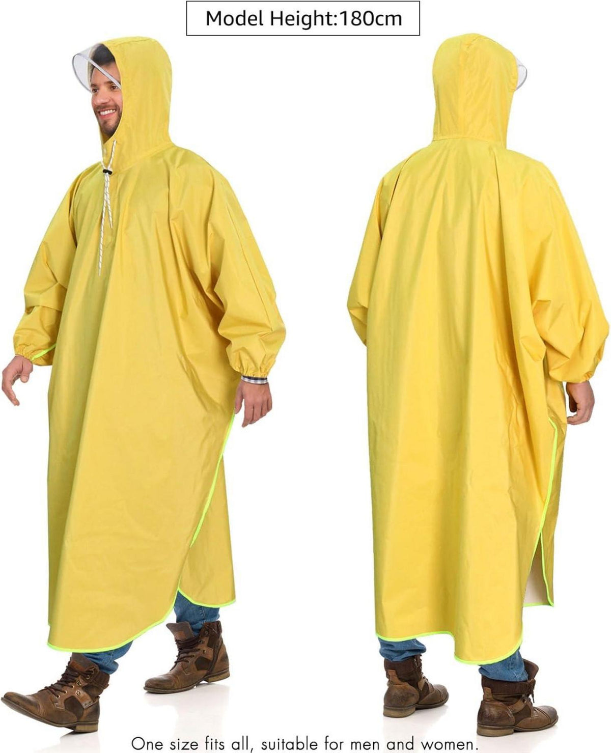 ANYOO Wasserdichter Regenponcho mit Kapuze, Unisex Outdoor