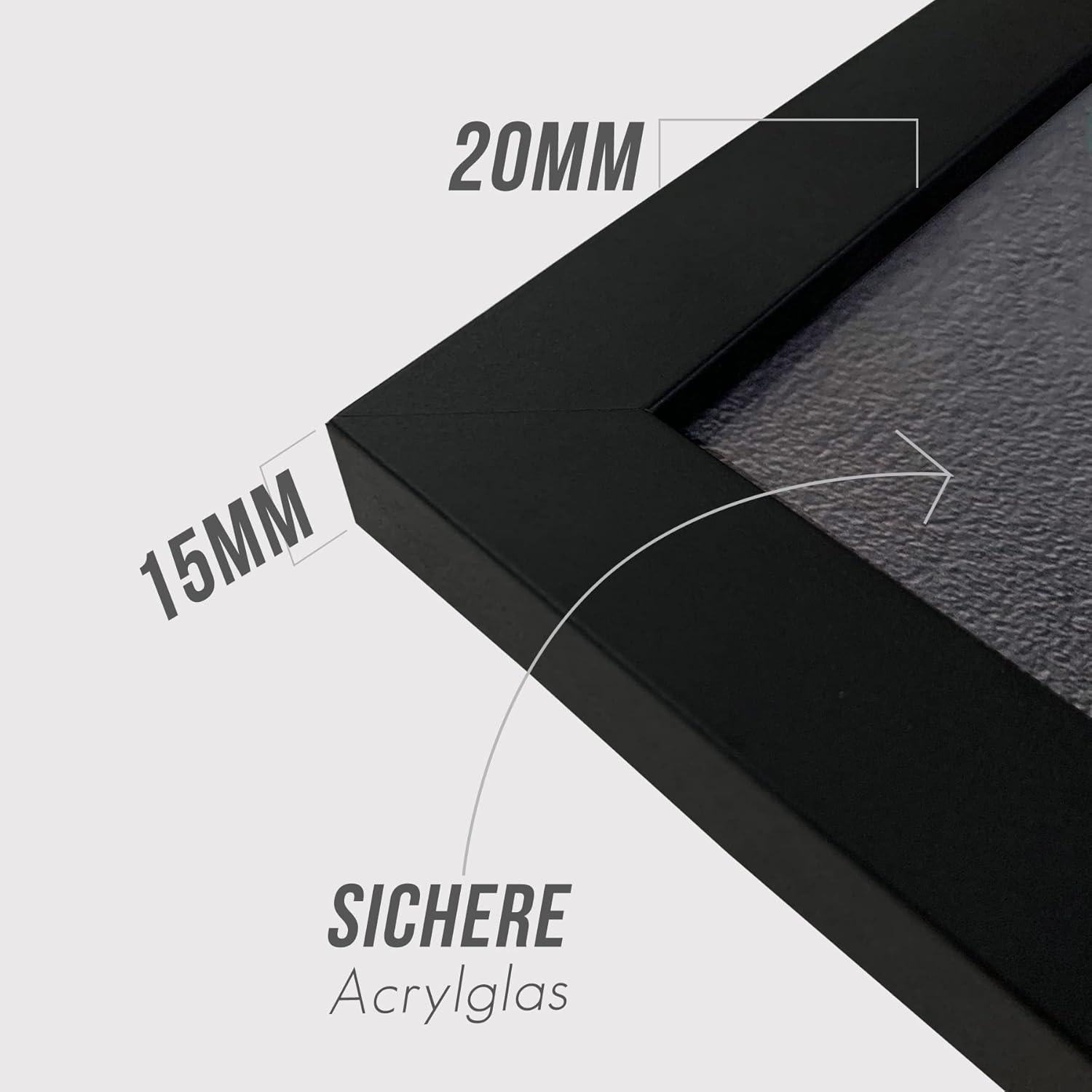 Bilderrahmen A2 Schwarz Holz Fotorahmen 3er Set - VUVUZULA