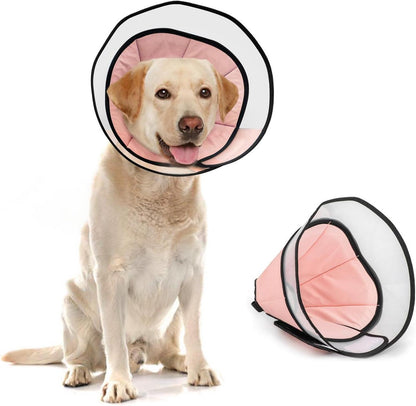 Halskrause Hund Leckschutz nach Operation 360° Weich Vision PVC Pink