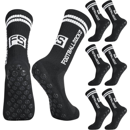 3 Paar Kinder Fußballsocken mit Anti-Rutsch-Grip, Gr. 31-34 Schwarz