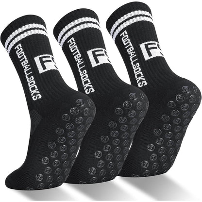 3 Paar Kinder Fußballsocken mit Anti-Rutsch-Grip, Gr. 31-34 Schwarz