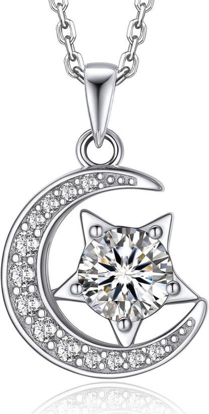 Moissanite Halskette 925 Silber 1/2 Karat Diamant Damen Solitär