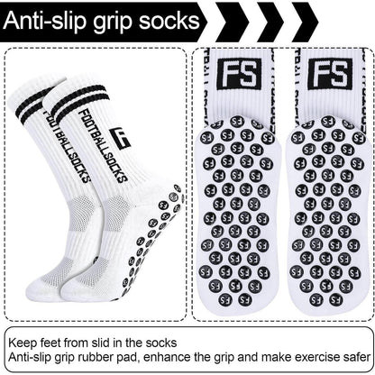3 Paar Kinder Fußballsocken mit Anti-Rutsch-Grip, atmungsaktiv, Größe M