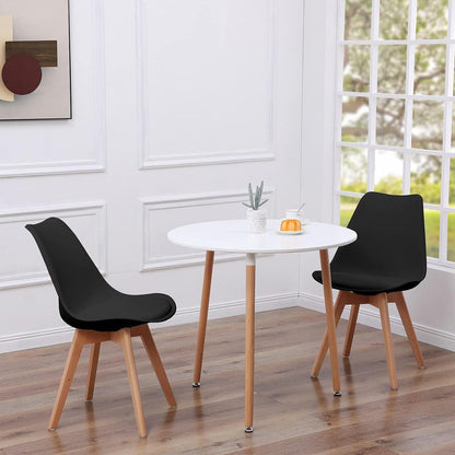 3-teilige Essgruppe: Runder Tisch (Weiß) + 2 Stühle (Schwarz)