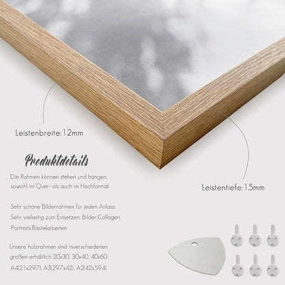Bilderrahmen Set Holz A2 42x59.4cm Fotorahmen Eiche MDF Rahmen DIN A2 Natur
