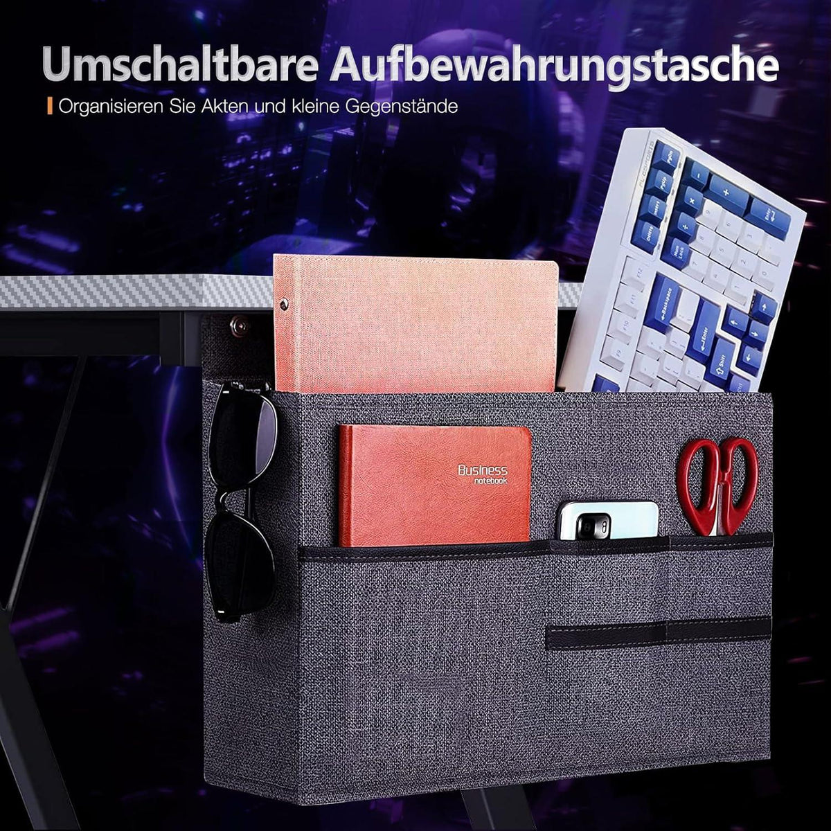 Großer Eckschreibtisch mit Monitorständer in