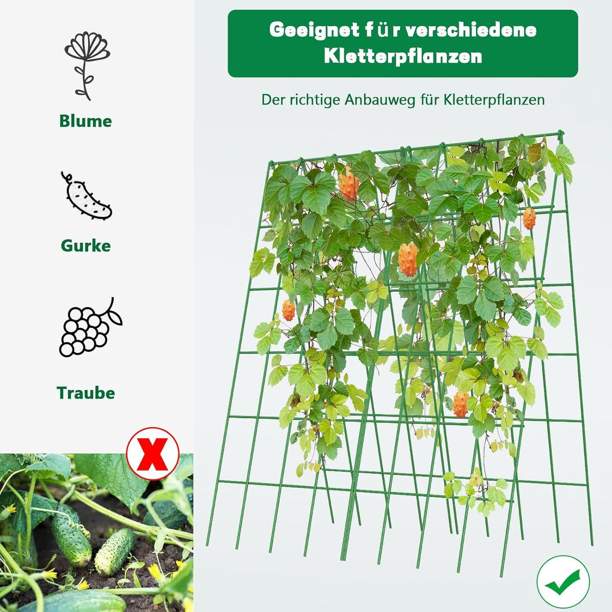 Gurken Rankhilfe Metall 2er Set Gitternetz Kletterpflanzen Tomaten