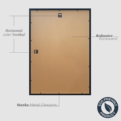VUVUZULA Bilderrahmen A2 Schwarz Holz 42x59.4cm 2er Set Fotorahmen