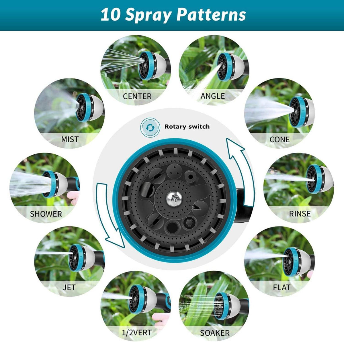 Flexibler Gartenschlauch 100FT 10 Funktionen Sprühdüse Bewässerung