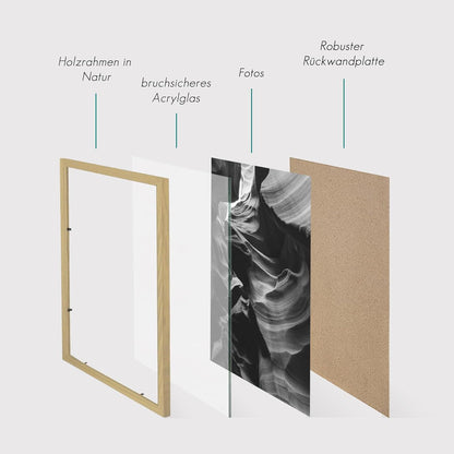 Bilderrahmen A3 Holz 3er Set Fotorahmen Eiche 30x42cm