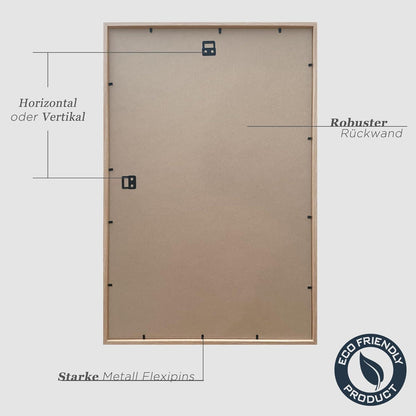 Bilderrahmen 40x60cm Holz Eiche Fotorahmen Set 3er Holzrahmen MDF Beige